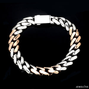 Men of Platinum | 9.5mm Matte & Hi-Polish Rose Gold Bracelet for Men JL PTB 1257