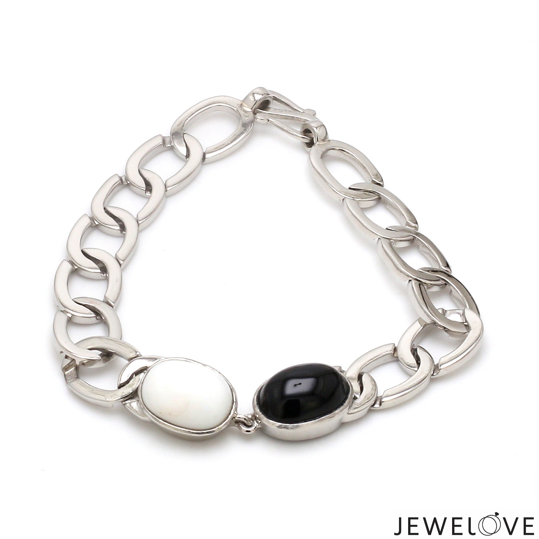 Platinum Bracelet with Black Onyx & Opal stone for Men JL PTB 1290