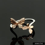 Load image into Gallery viewer, Evara Platinum Rose Gold Diamond Butterfly Ring for Women JL PT 1410
