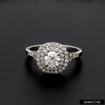 Load image into Gallery viewer, 70-Pointer Solitaire Platinum Double Halo Diamond Spilt Shank Ring JL PT 1268
