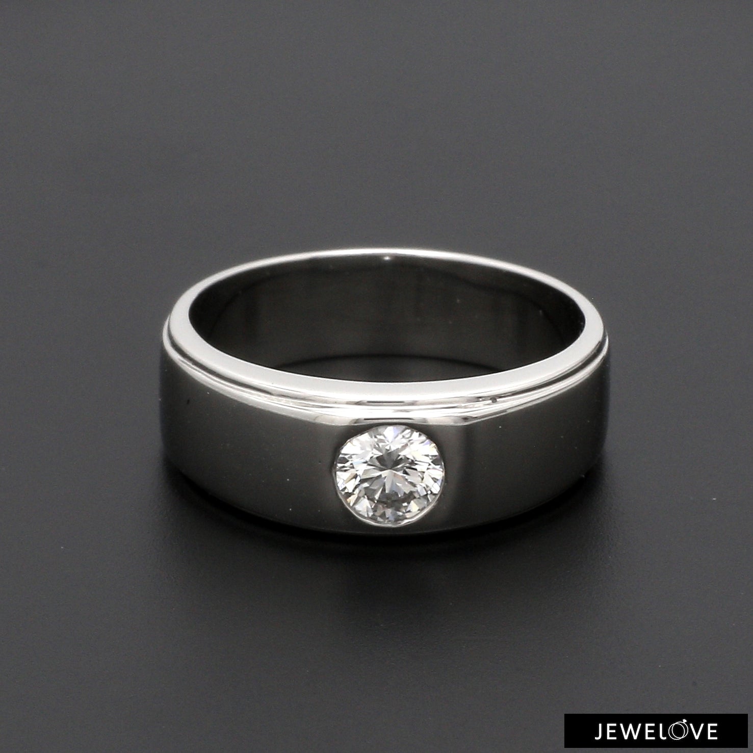 Classic Platinum Solitaire Love Bands SJ PTO 101 - Hi-Polish