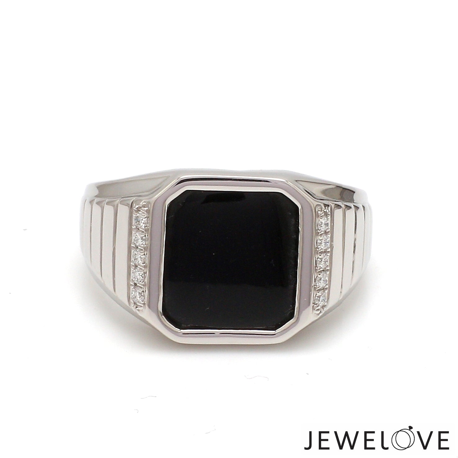 Men of Platinum | Square Black Enamel with Diamond Ring for Men JL PT 1359