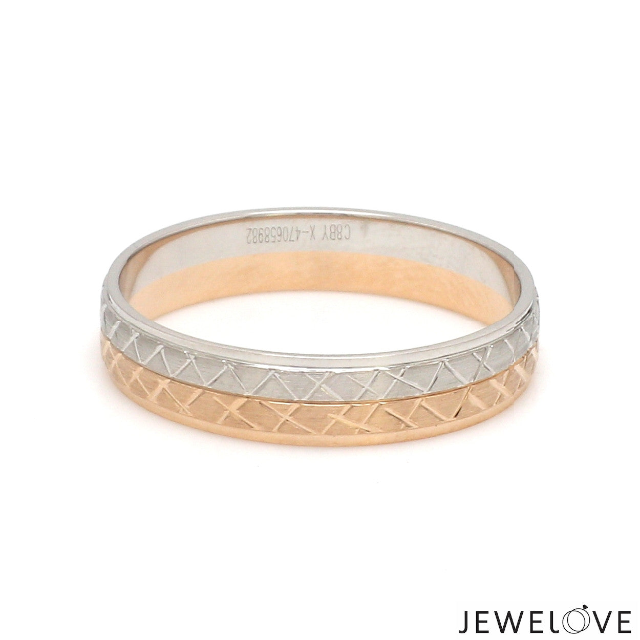 Platinum Love Bands with Rose Gold Unisex Ring JL PT 1407