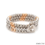 Load image into Gallery viewer, Japanese 3 Row Flexible Platinum Rose Gold Fusion Ring with Diamond Cutting JL PT 1375
