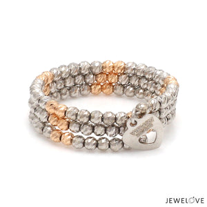 Japanese 3 Row Flexible Platinum Rose Gold Fusion Ring with Diamond Cutting JL PT 1375