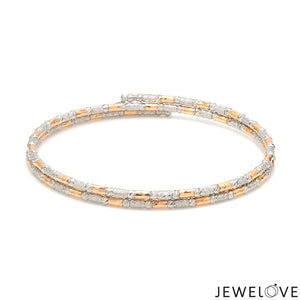 Japanese 2-row Platinum & Rose Gold Bracelet for Women with Diamond Cut Balls JL PTB 1227