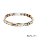 Load image into Gallery viewer, 7mm Platinum &amp; 18K Rose Gold Bracelet with Black Stone for Men JL PTB 1324
