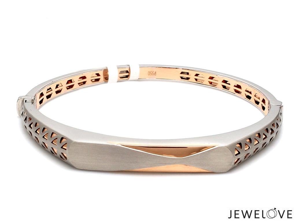 Platinum Rose Gold Bracelet Matte & Hi-Polish for Men JL PTB 1182   Jewelove.US