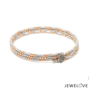Japanese 3-row Platinum & Rose Gold Bracelet for Women with Diamond Cut Balls JL PTB 1276