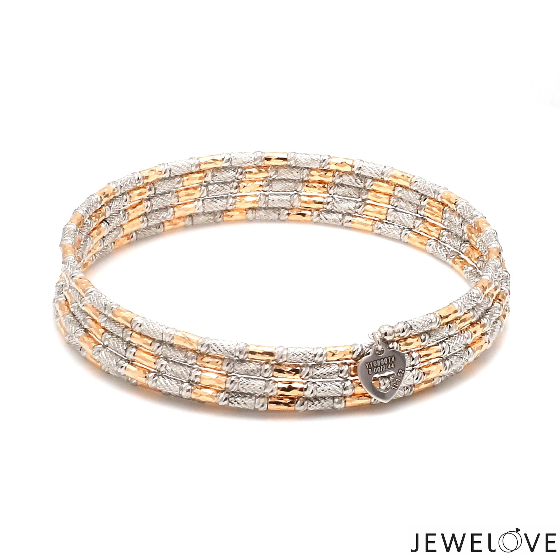 Japanese 5-row Platinum & Rose Gold Bracelet for Women with Diamond Cut Balls JL PTB 1273
