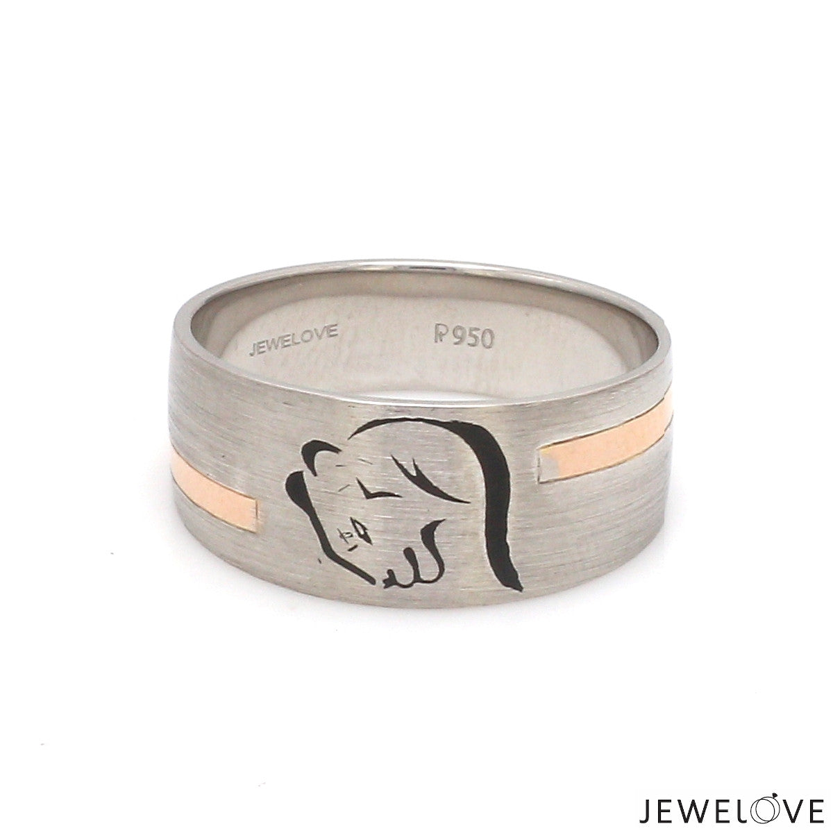 Platinum Love Bands with Rose Gold Ring JL PT 1413