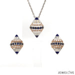 Load image into Gallery viewer, Evara Platinum Rose Diamonds Pendant Set with Blue Sapphire JL PT PE 366
