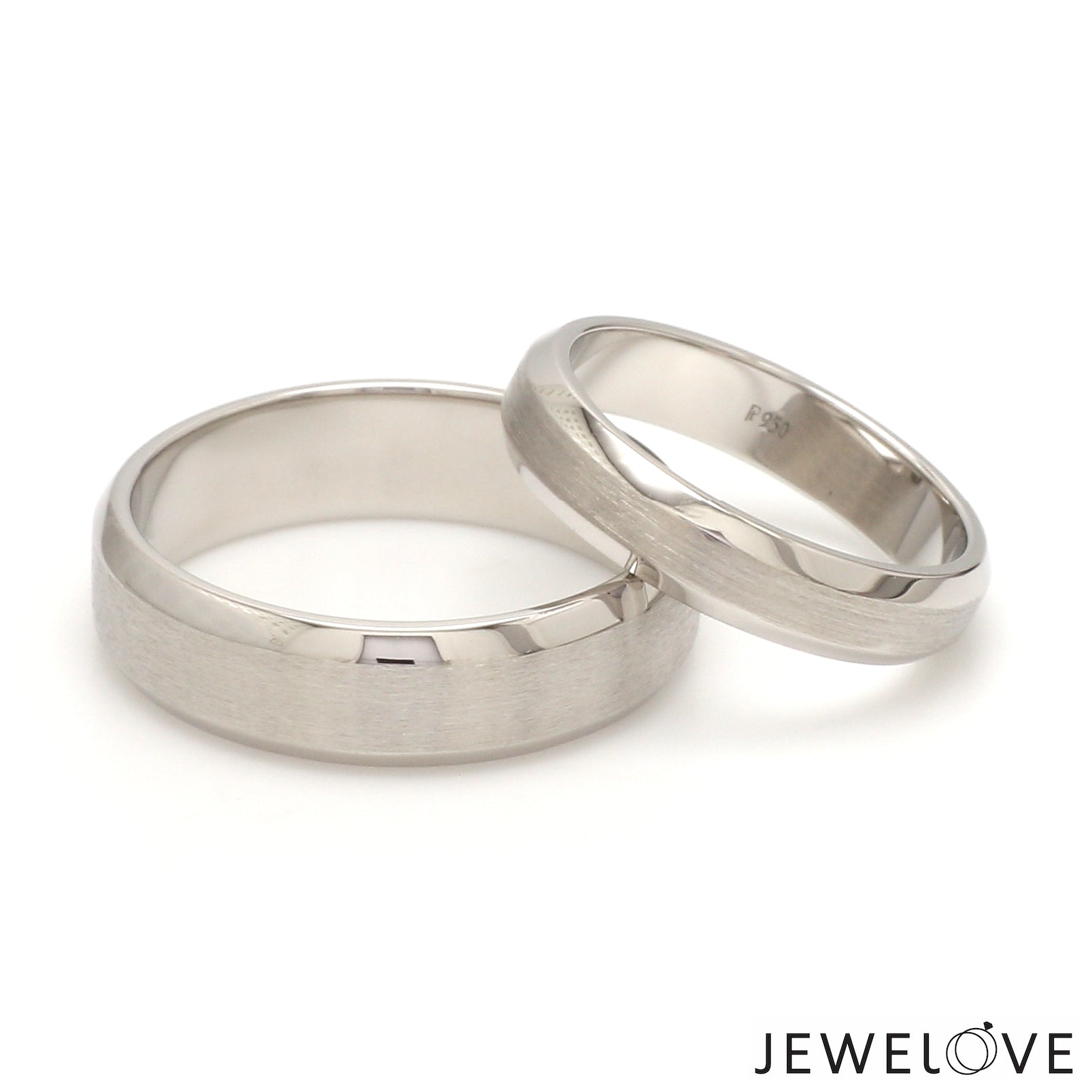 Beveled Edges Plain Platinum Couple Ring JL PT 616 - A Solid  Both Jewelove.US