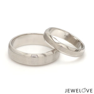 Beveled Edges Plain Platinum Couple Ring JL PT 616 - A Solid  Both Jewelove.US