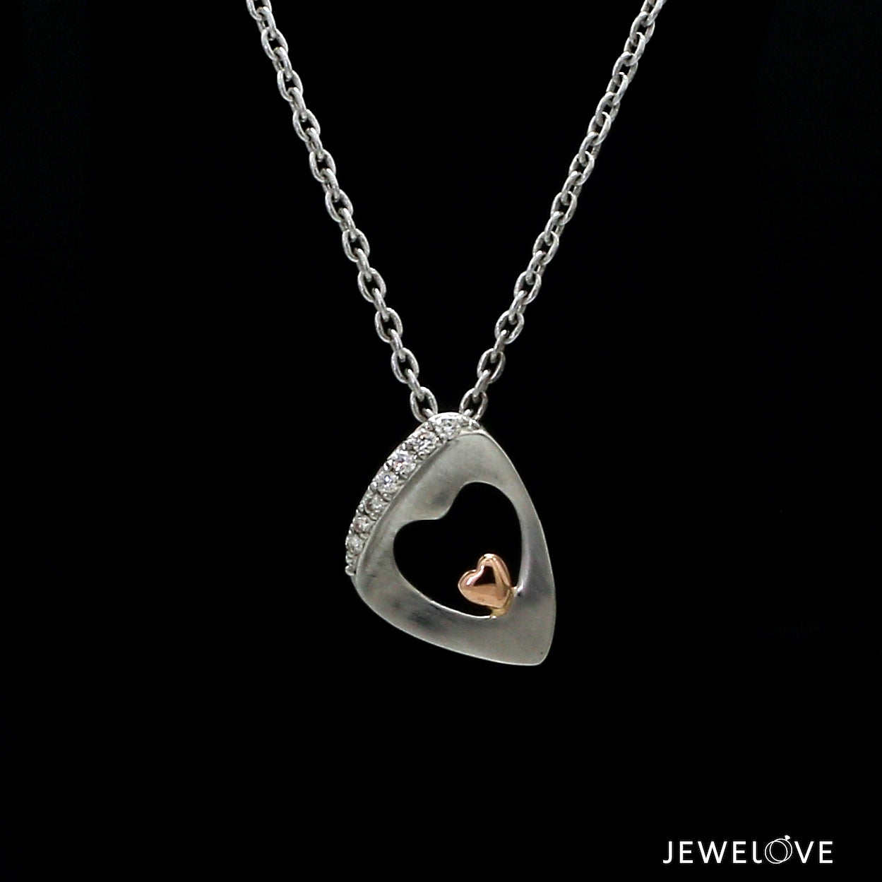 Evara Platinum Diamonds Pendant with Rose Gold Heart JL PT P 323   Jewelove.US