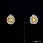 Load image into Gallery viewer, Natural Fancy Color Yellow Diamond  Pear Shape Double Halo 18K Gold Earrings JL AU E 336Y   Jewelove
