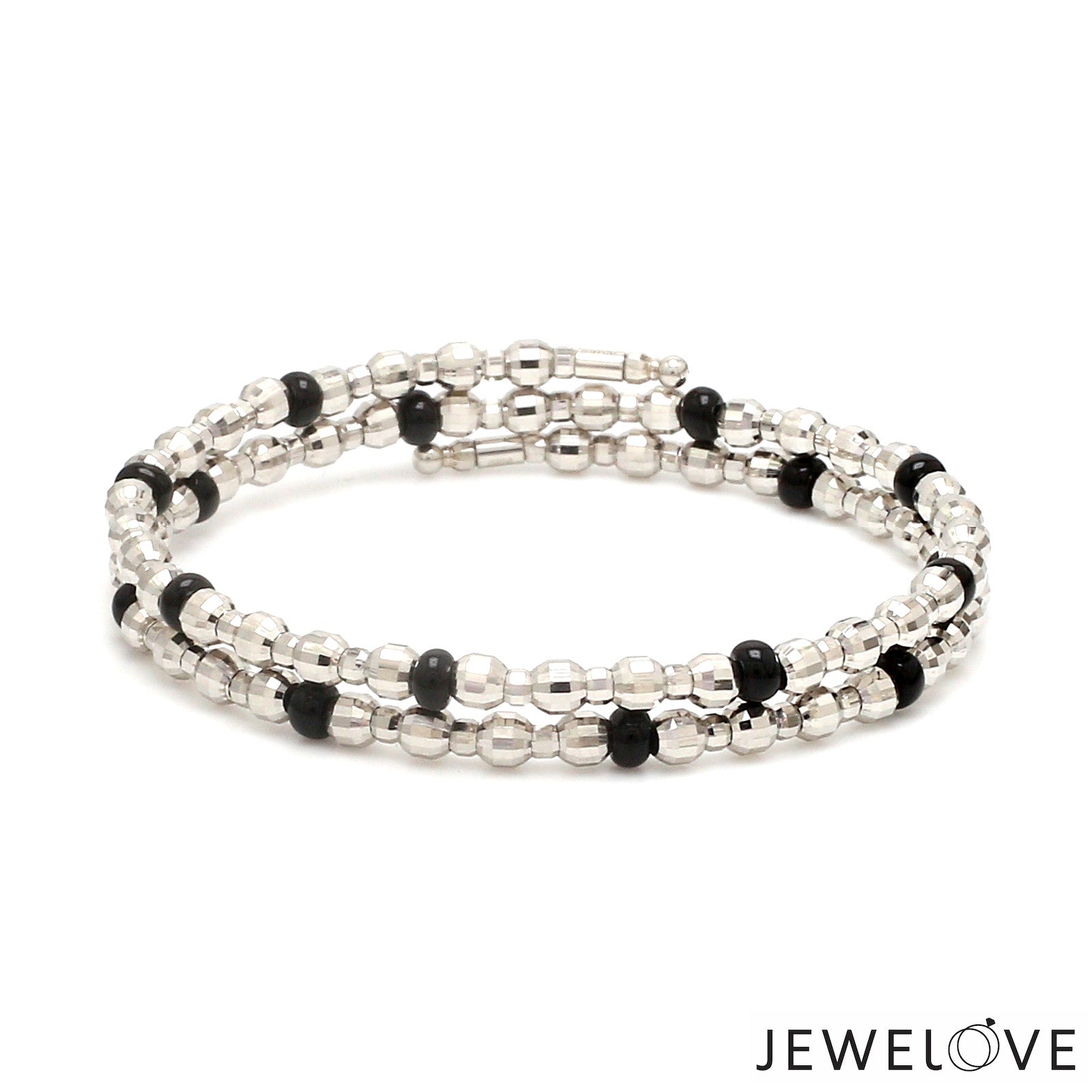 Japanese Platinum with Black Beads Nazariya / Nazariye Bracelet for Kids JL PTB 1228