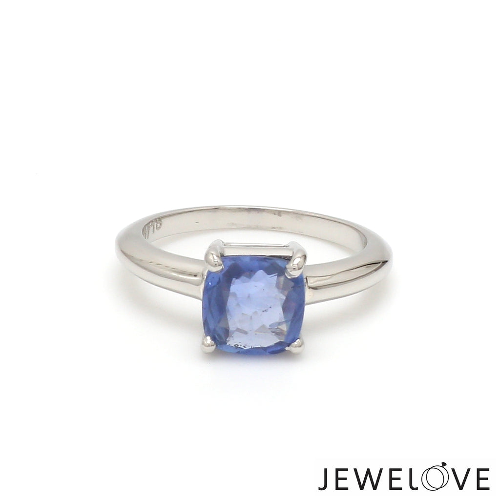 Cushion Cut Blue Sapphire Platinum Ring JL PT 1316   Jewelove