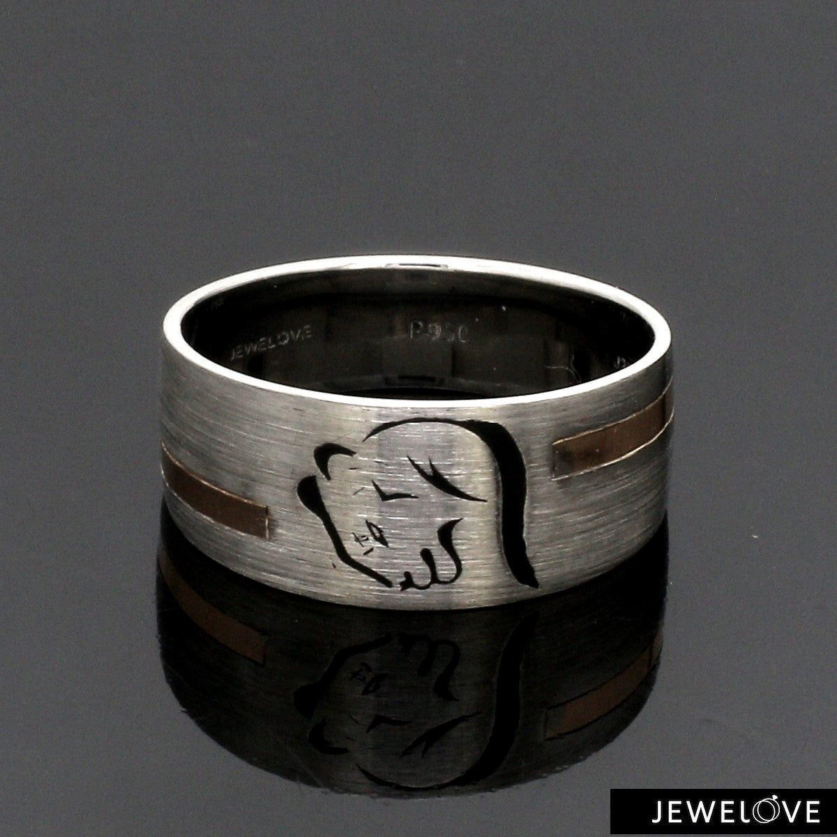 Platinum Love Bands with Rose Gold Ring JL PT 1413