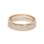 Load image into Gallery viewer, Engraved Platinum Love Bands with Rose Gold You &amp; Me Ring JL PT 1404
