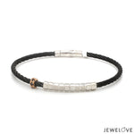 Load image into Gallery viewer, Platinum &amp; Rose Gold Bracelet with Black Stone for Men JL PTB 1325
