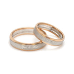 Load image into Gallery viewer, Engraved Platinum Love Bands with Rose Gold You &amp; Me Ring JL PT 1404
