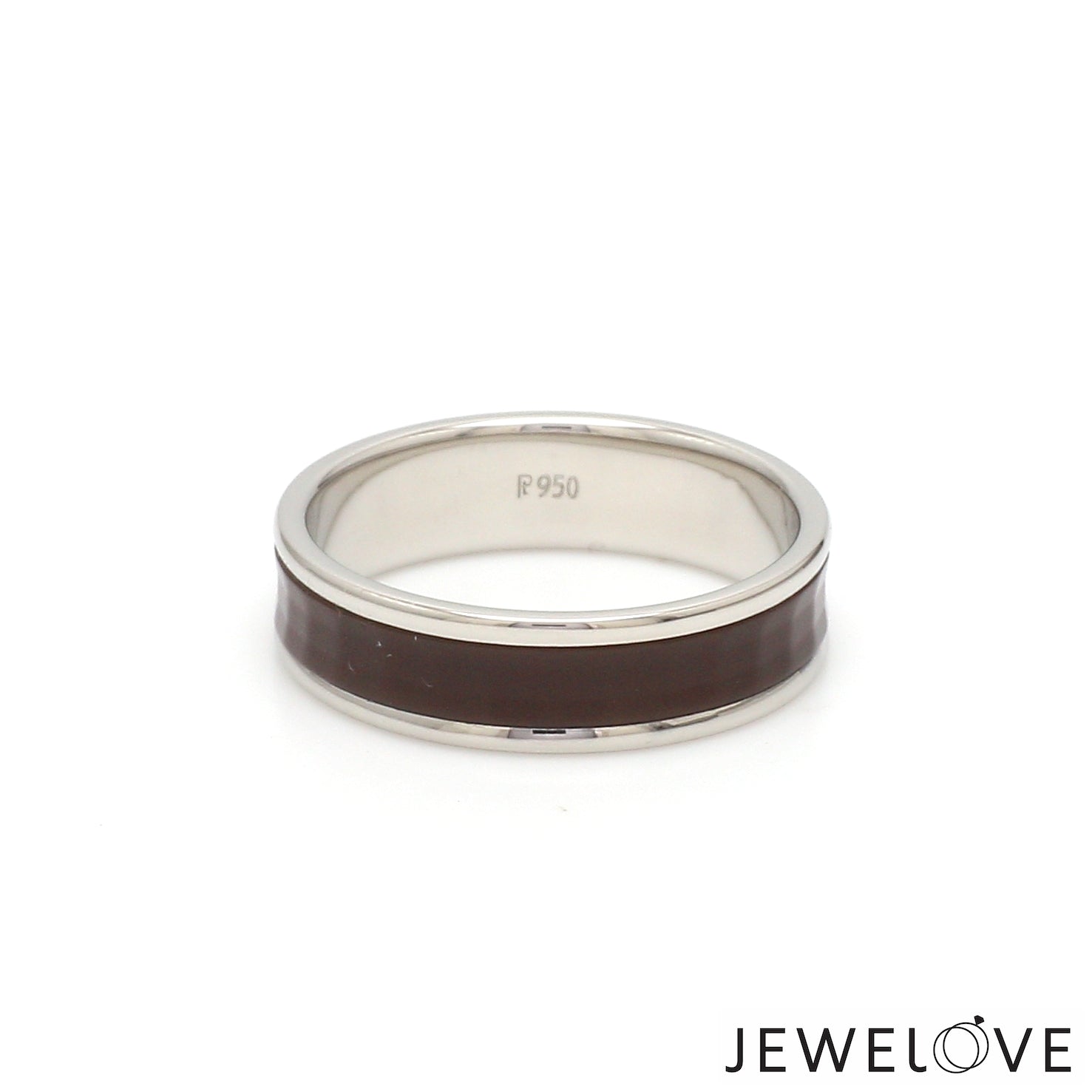 Platinum Couple Unisex Ring with Brown Ceramic JL PT 1329   Jewelove