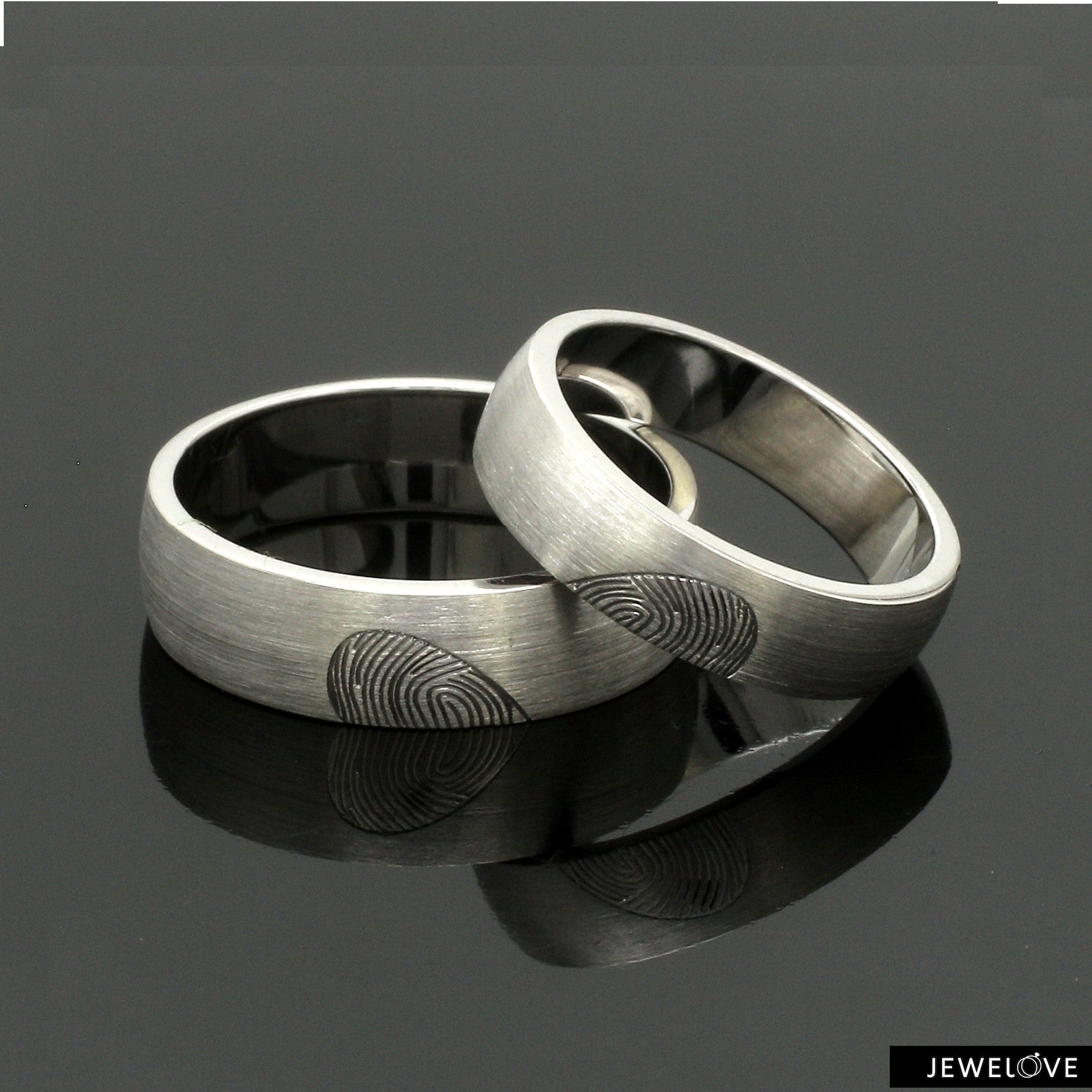 Fingerprints Heart Platinum Love Bands Couple Rings JL PT 1405