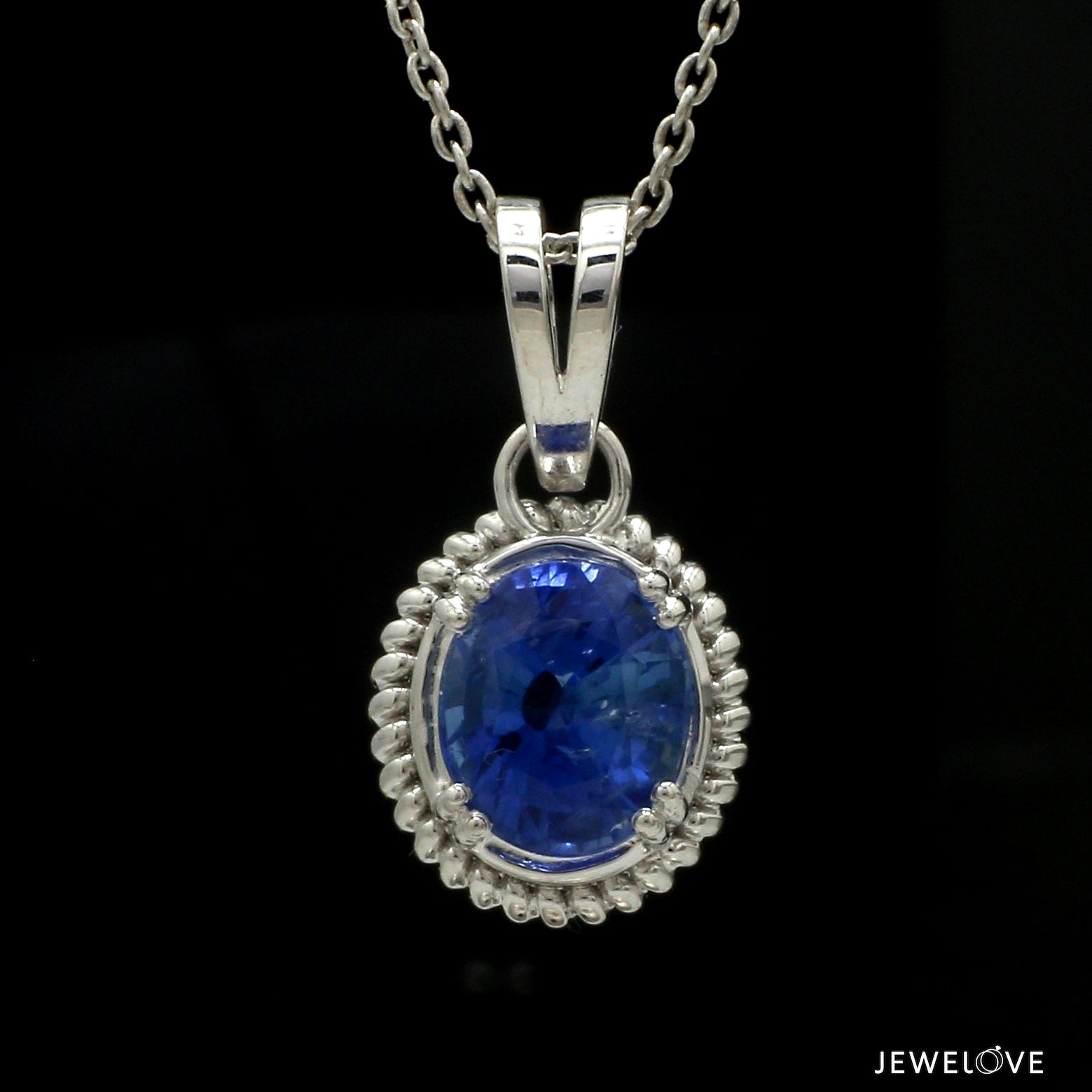 Designer Platinum Pendant with Blue Sapphire JL PT P 321   Jewelove.US