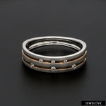 Load image into Gallery viewer, Designer Platinum Rose Gold Ring with Grooves &amp; Diamonds for Women JL PT 570-A
