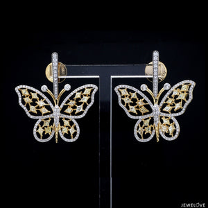 Natural Fancy Color Yellow Diamond Butterfly Pendant Chain Set for Women JL AU PE YD 101