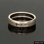 Load image into Gallery viewer, Engraved Platinum Love Bands with Rose Gold You &amp; Me Ring JL PT 1404
