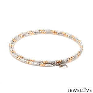 Japanese 2-row Platinum & Rose Gold Bracelet for Women with Diamond Cut Balls JL PTB 1277