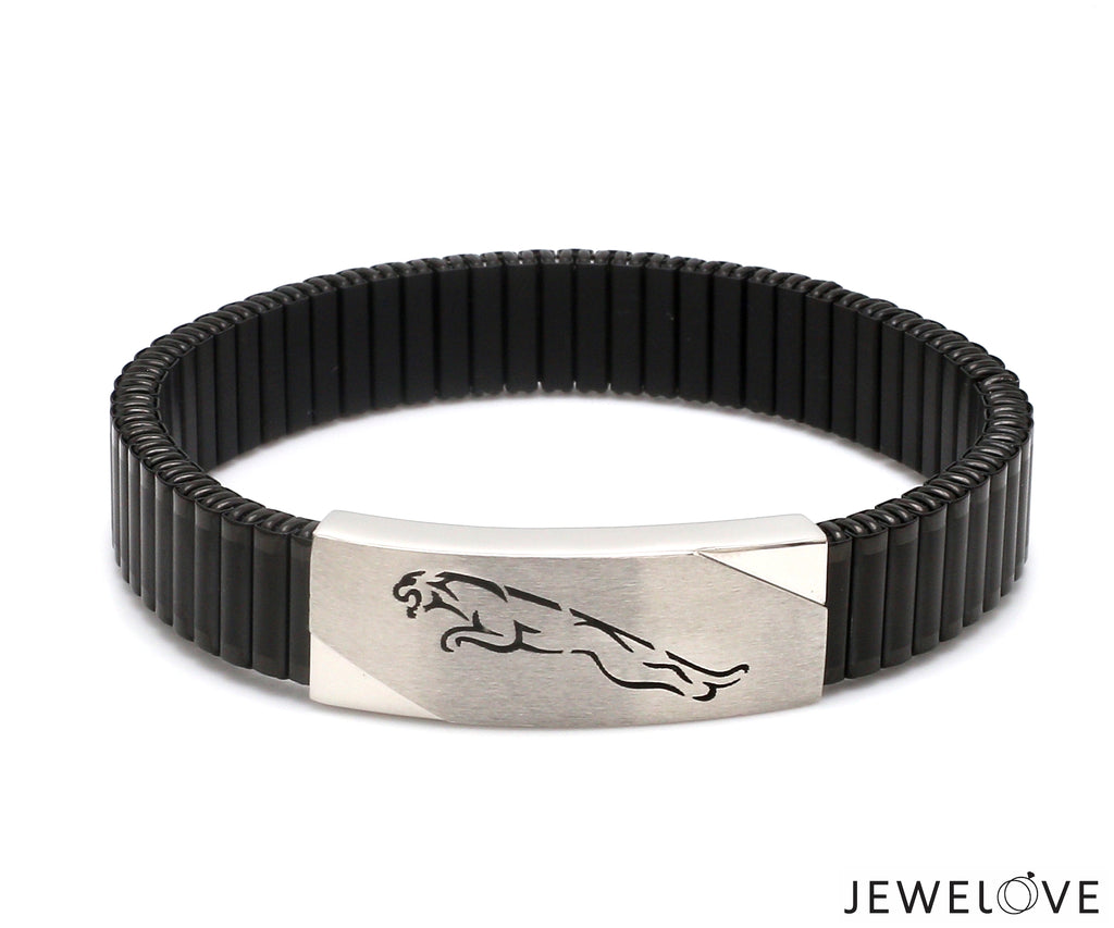 Jaguar Platinum Black Band Bracelet for Men - Flexible JL PTB 1208   Jewelove.US