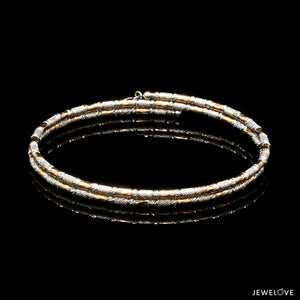 Japanese 2-row Platinum & Rose Gold Bracelet for Women with Diamond Cut Balls JL PTB 1227