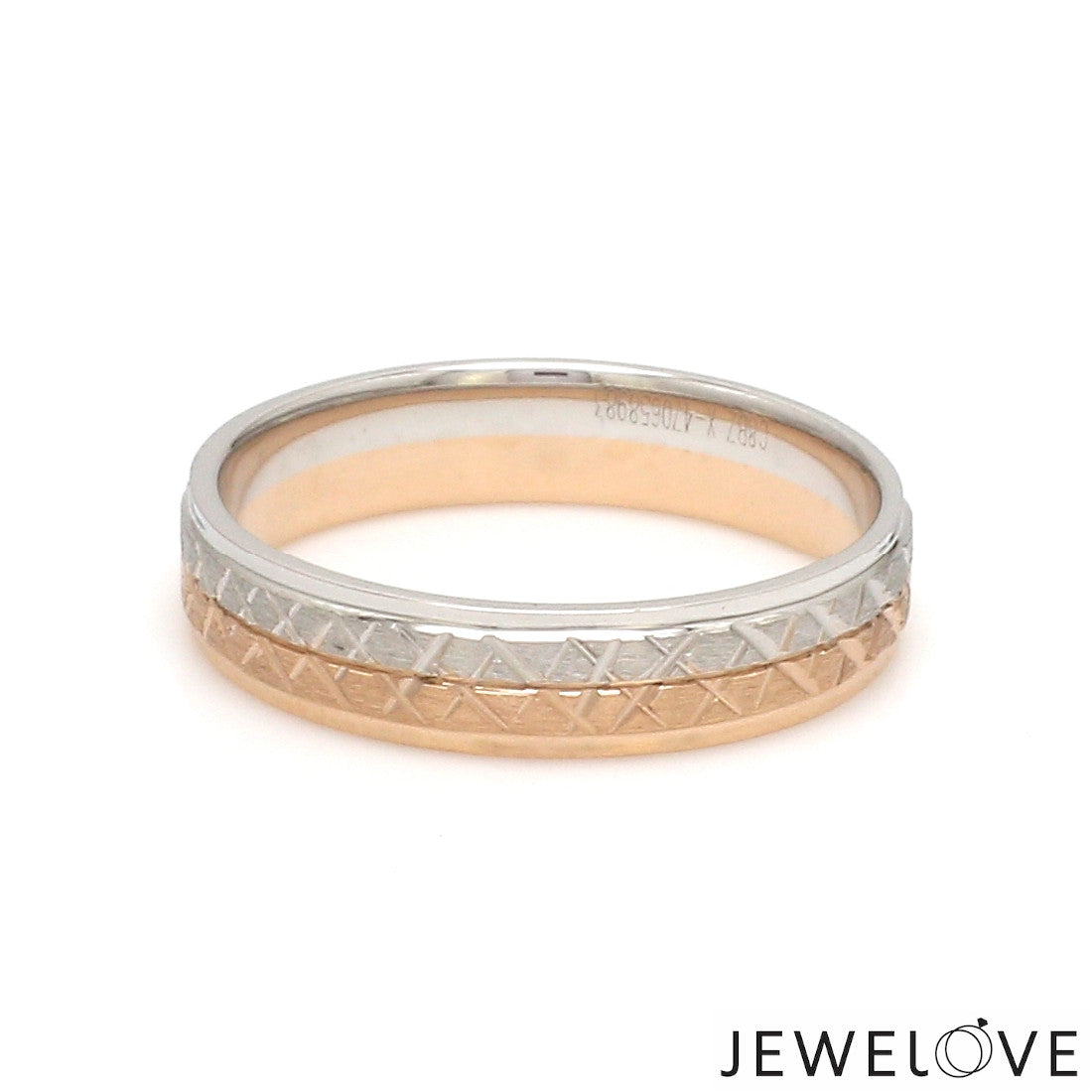 Platinum Love Bands with Rose Gold Unisex Ring JL PT 1407