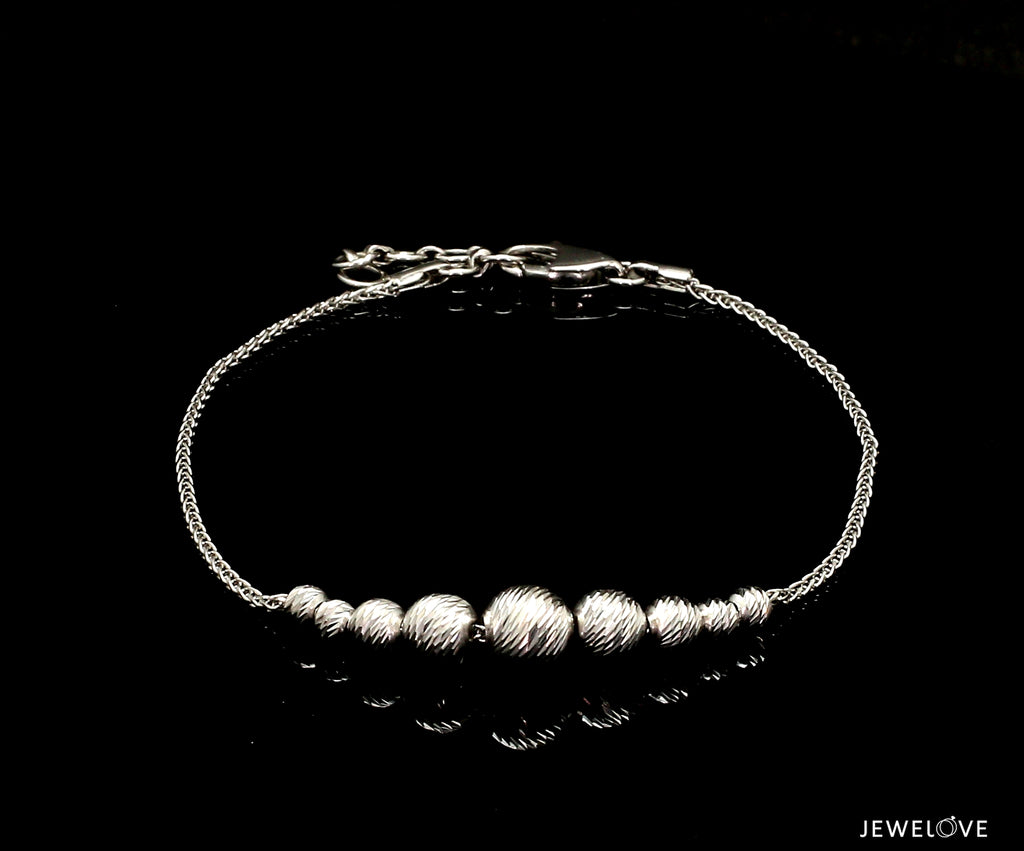 5.8mm Platinum Bracelet with Shine Diamond Cut Balls JL PTB 1201   Jewelove.US