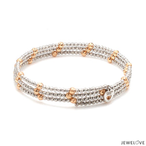 Japanese 3-row Platinum & Rose Gold Bracelet for Women with Diamond Cut Balls JL PTB 1261