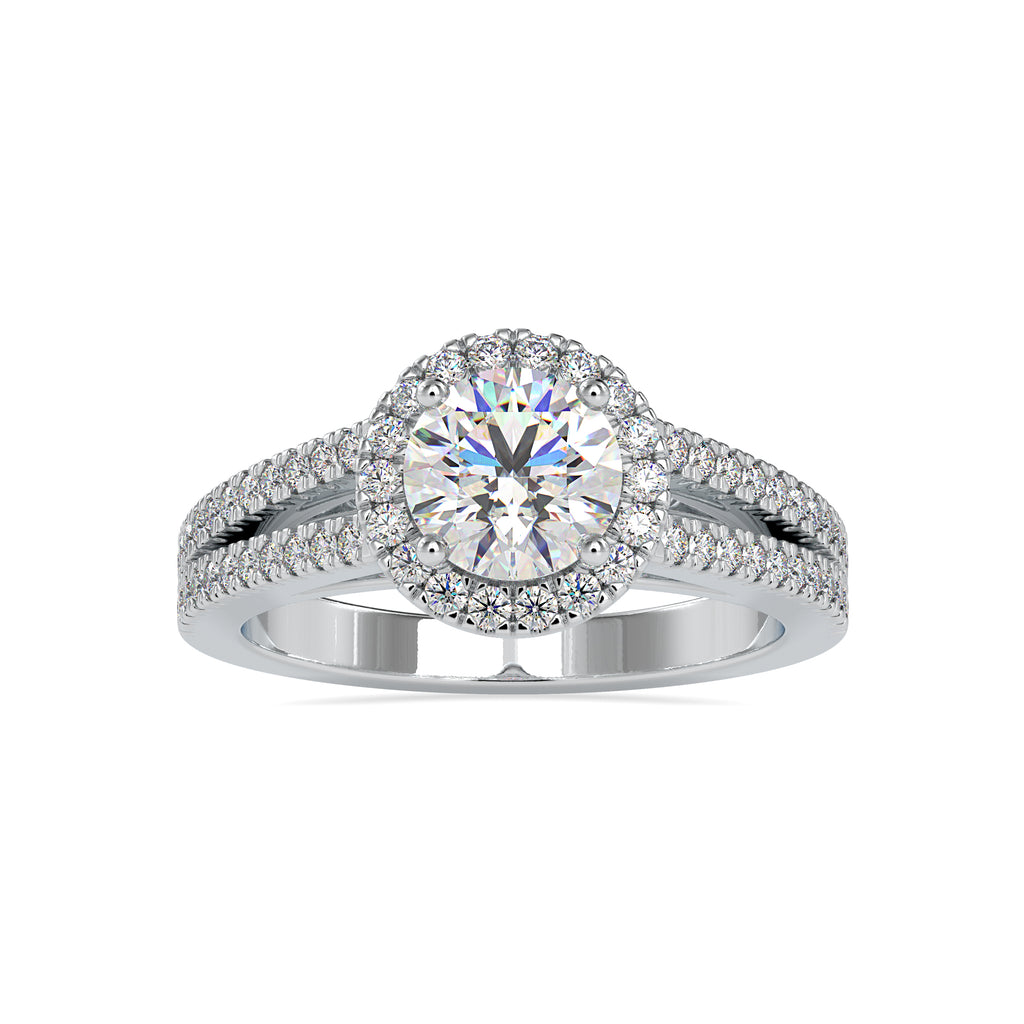 1 Carat Platinum Halo Split Shank Solitaire Engagement Ring for Women JL PT US-0004  J-VS Jewelove.US
