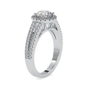1 Carat Platinum Halo Split Shank Solitaire Engagement Ring for Women JL PT US-0004