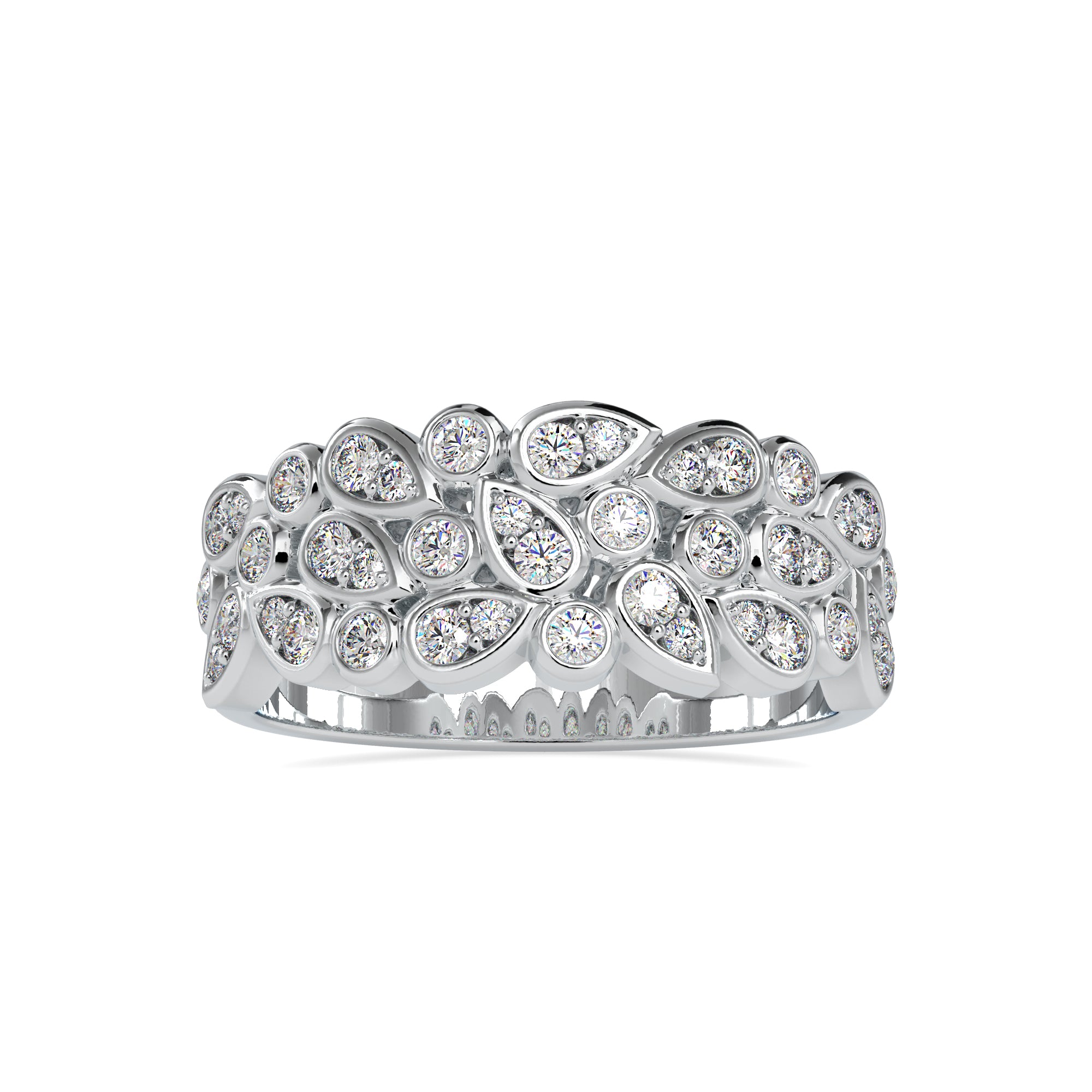 Designer Broad Platinum Ring with Diamonds for Women JL PT US-0009