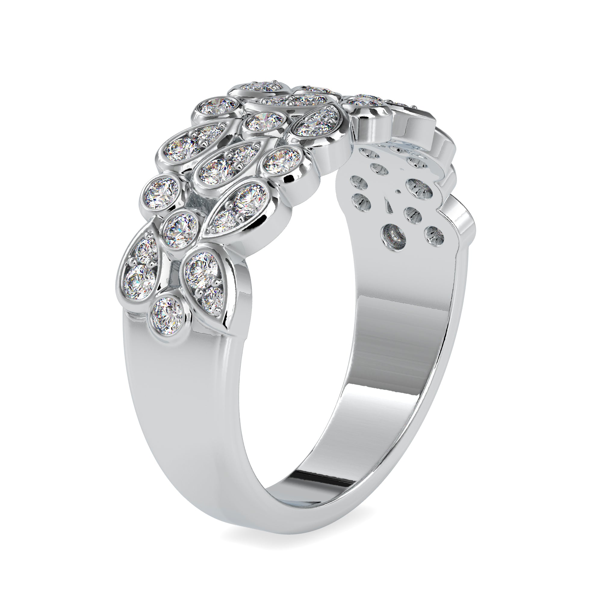 Designer Broad Platinum Ring with Diamonds for Women JL PT US-0009