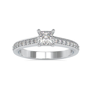 50-Pointer Princess Cut Platinum Solitaire Engagement Ring with Diamond Studded Shank JL PT US-0011