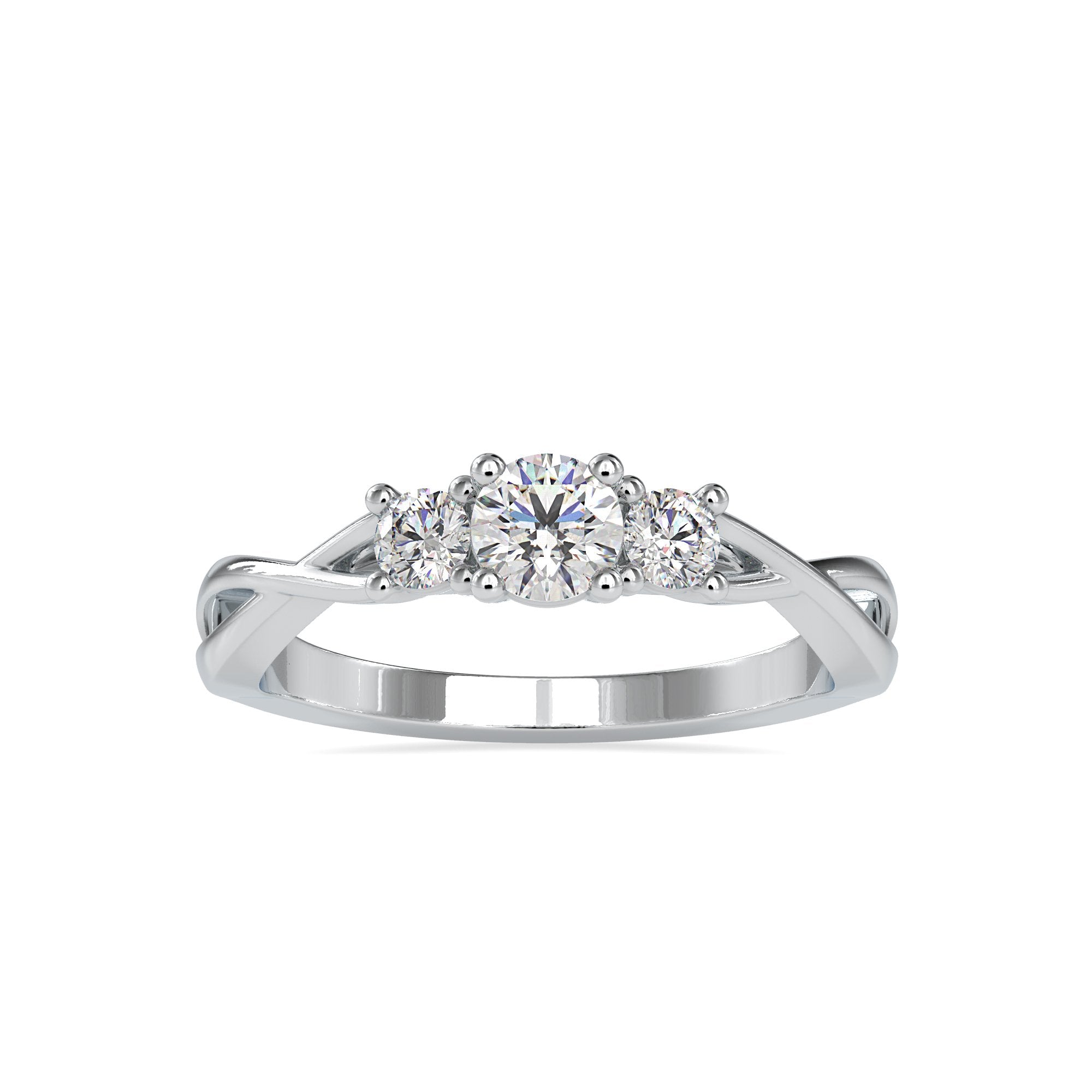 30-Pointer Three-Diamond Platinum Solitaire Engagement Ring for Women JL PT US-0012