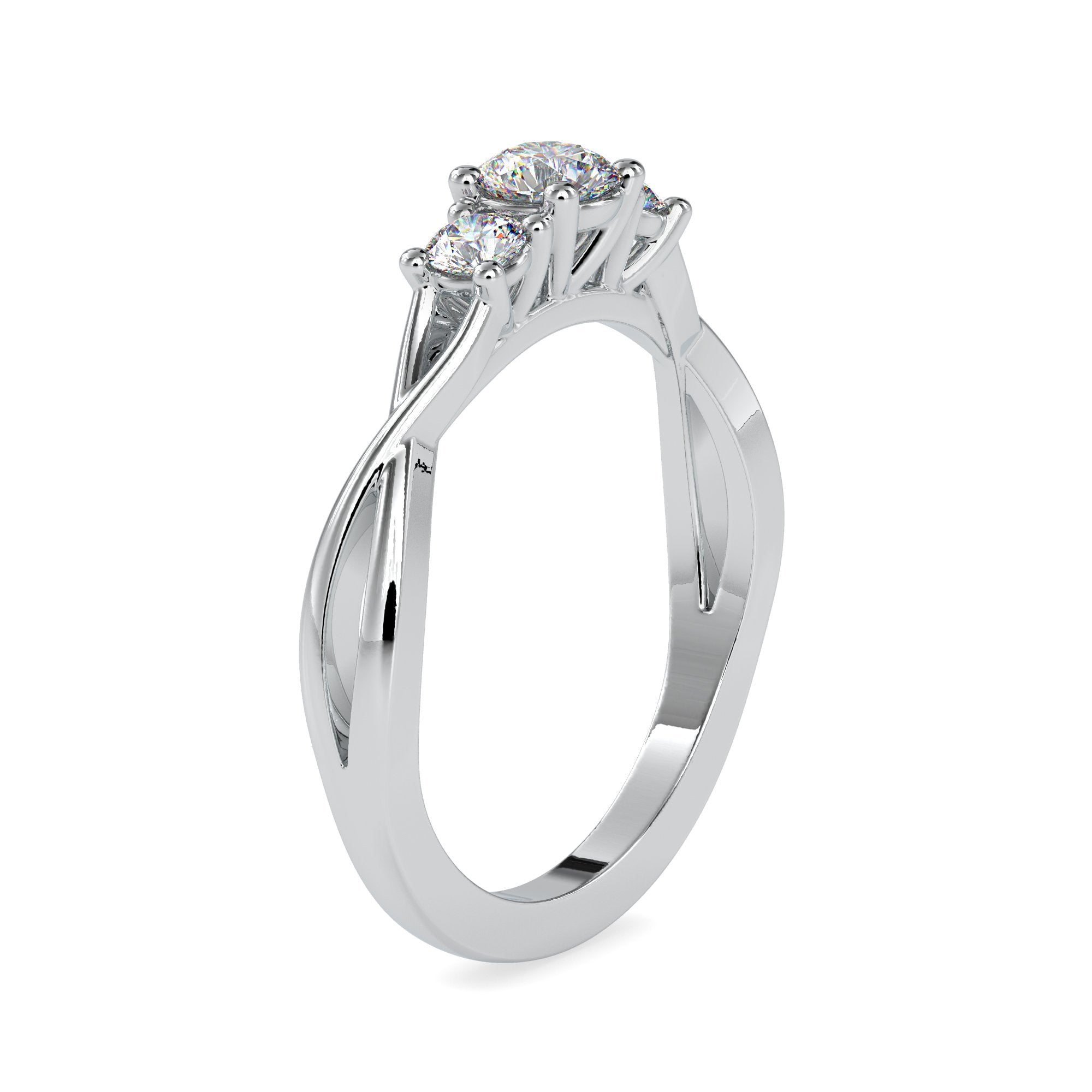 30-Pointer Three-Diamond Platinum Solitaire Engagement Ring for Women JL PT US-0012