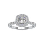 Load image into Gallery viewer, 0.30cts. Cushion Cut Solitaire Platinum Halo Diamond Shank Ring JL PT 0017
