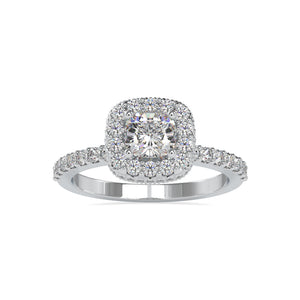 0.30cts. Cushion Cut Solitaire Platinum Halo Diamond Shank Ring JL PT 0017