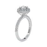 Load image into Gallery viewer, 0.30cts. Cushion Cut Solitaire Platinum Halo Diamond Shank Ring JL PT 0017
