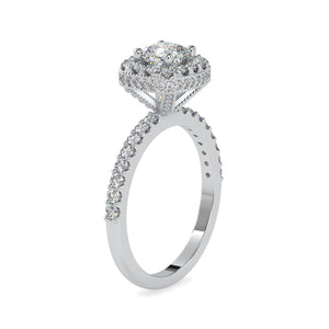 0.30cts. Cushion Cut Solitaire Platinum Halo Diamond Shank Ring JL PT 0017