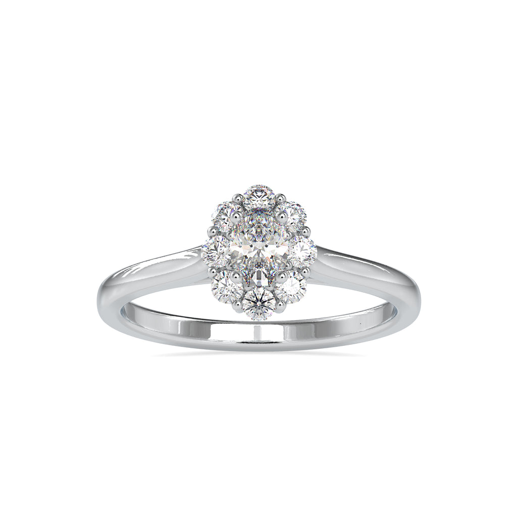 10 Pointer Oval Cut Diamond Platinum Diamond Halo Ring JL PT 0030   Jewelove.US